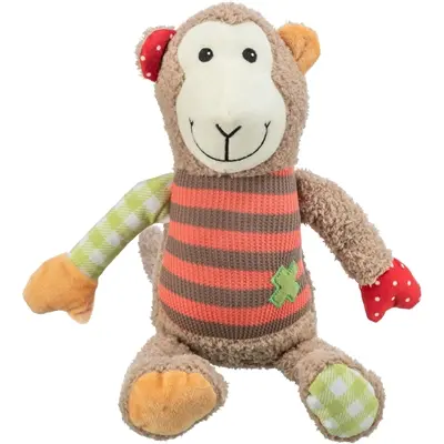 Trixie aap pluche 38 cm – hondenknuffel met geluid, 2 stuks