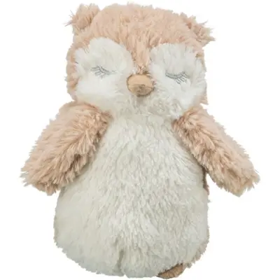 Trixie uil pluche gerecycled 18 cm – geluidloos hondenspeelgoed