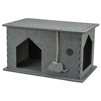 Trixie kattenmand huis Lene vilt grijs 54 x 30 x 35 cm