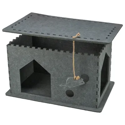Trixie kattenmand huis Lene vilt grijs 54 x 30 x 35 cm - Afbeelding 2