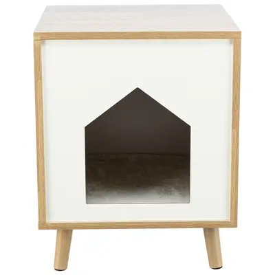 Trixie kattenhuis Isa houtlook lichtbruin/wit 40 x 40 x 50 cm – met kussen - Afbeelding 4
