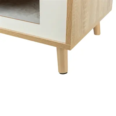 Trixie kattenhuis Isa houtlook lichtbruin/wit 40 x 40 x 50 cm – met kussen - Afbeelding 5