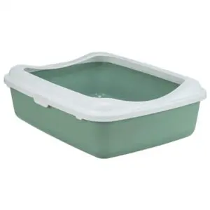Trixie kattenbak Classic met rand salie/wit 37 x 48 x 15 cm - Afbeelding 1