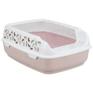 Trixie kattenbak Delio met rand lichtroze/wit 50 x 38 x 20 cm - Afbeelding 1
