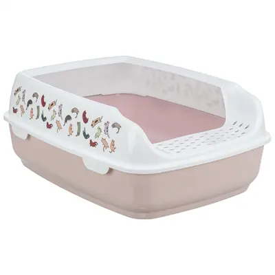 Trixie kattenbak Delio met rand lichtroze/wit 50 x 38 x 20 cm
