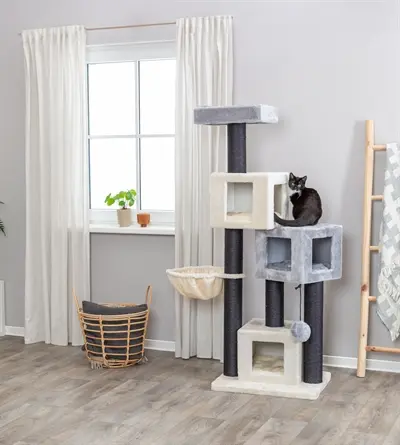 Trixie krabpaal Enzo crème/grijs/zwart 60 x 50 x 156 cm – met hangmat - Afbeelding 6