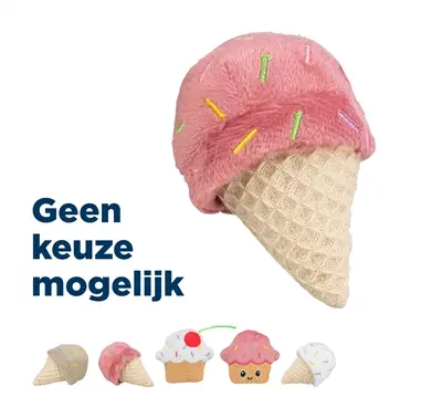 Trixie ijsje of cupcake van pluche met catnip 7 cm – assorti