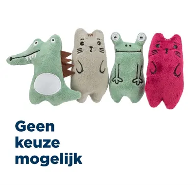Trixie kattenspeeltje dieren pluche met catnip assorti 11 cm