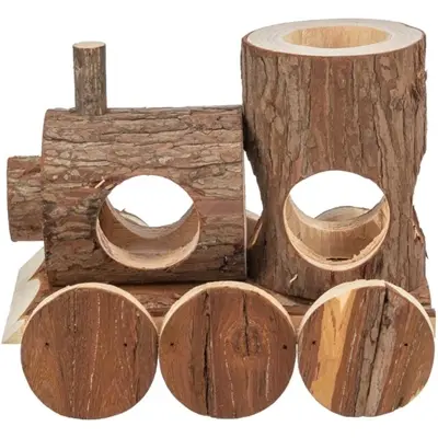 Trixie speelhuisje trein Levin voor muizen schorshout 17 x 12 x 14 cm - Afbeelding 2