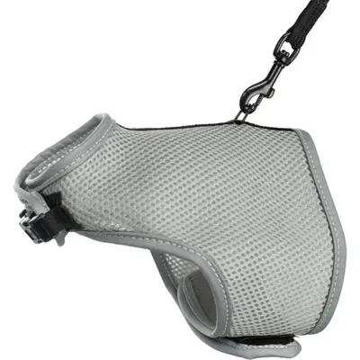 Trixie kattentuig softtuig met riem grijs 24-42 x 120 cm – ademend mesh
