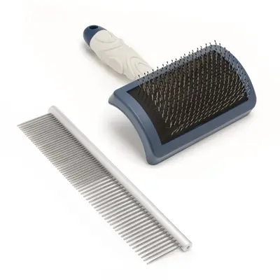 Mikki Doodle grooming kit met kam en slickerborstel – 2-delig - Afbeelding 2