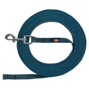 Trixie sleeplijn met rubber anti-slip petrolblauw L/XL 5 m - Afbeelding 1