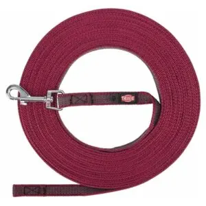 Trixie sleeplijn met rubber anti-slip sangria rood S/M 5 m - Afbeelding 1