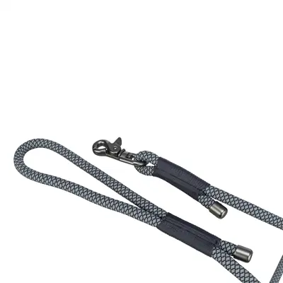 Trixie hondenriem Soft Rope zwart/grijs 120 x 0,6 cm – gouden details - Afbeelding 3