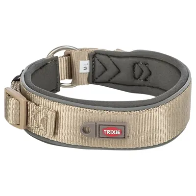 Trixie halsband Premium extra breed zand/grafietgrijs 53-62 x 5 cm - Afbeelding 2