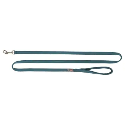 Trixie hondenriem Premium extra lang petrol 180 x 1,5 cm – neopreen handvat
