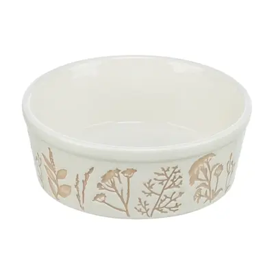 Trixie voerbak keramiek plantmotief wit/taupe 300 ml – 4 stuks