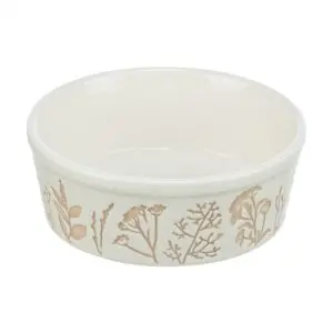 Trixie voerbak keramiek plantmotief wit/taupe 700 ml – 4 stuks - Afbeelding 1