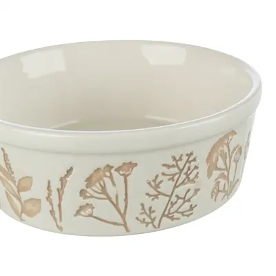 Trixie voerbak keramiek plantmotief wit/taupe 1,2 l – 20 cm - Afbeelding 2