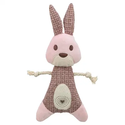 Trixie haas hondenknuffel stof/pluche 24 cm – met touw, 3 stuks