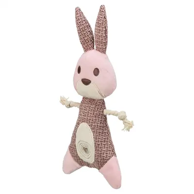 Trixie haas hondenknuffel stof/pluche 24 cm – met touw, 3 stuks - Afbeelding 2