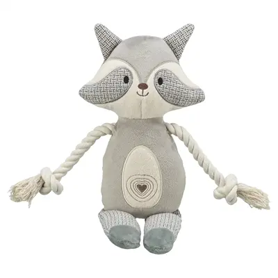 Trixie wasbeer hondenknuffel 33 cm – pluche/stof, touw en geluid, 2 stuks
