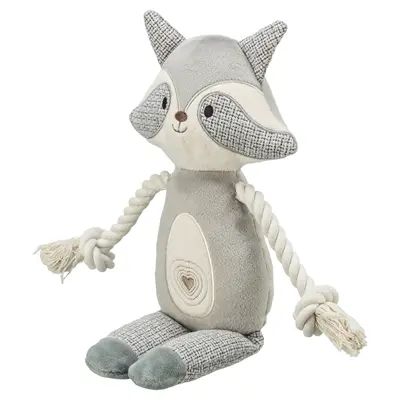 Trixie wasbeer hondenknuffel 33 cm – pluche/stof, touw en geluid, 2 stuks - Afbeelding 2