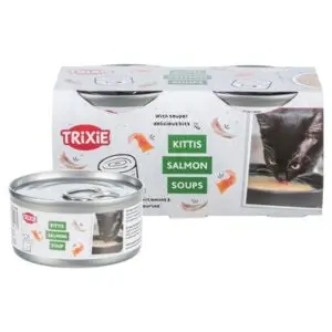 Trixie Soep kattensnack kip en zalm 4 x 80 g – vloeibaar, glutenvrij - Afbeelding 1