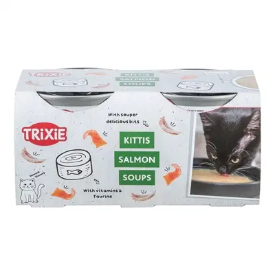 Trixie Soep kattensnack kip en zalm 4 x 80 g – vloeibaar, glutenvrij - Afbeelding 2