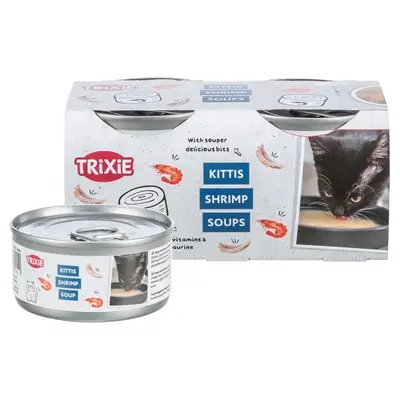 Trixie Soep kattensnack kip en garnalen 4 x 80 g – vloeibaar, glutenvrij