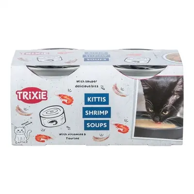 Trixie Soep kattensnack kip en garnalen 4 x 80 g – vloeibaar, glutenvrij - Afbeelding 2