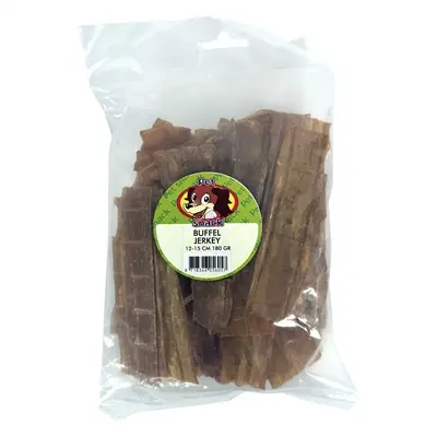 Petsnack buffel jerky 180 g – kauwsnack van 100% buffelvlees