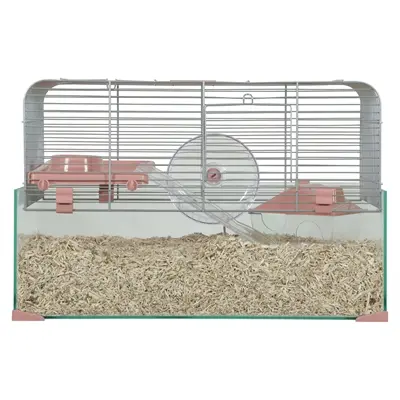 Zolux knaagdierkooi Panas roze 52 x 35 x 29 cm – glazen onderkant
