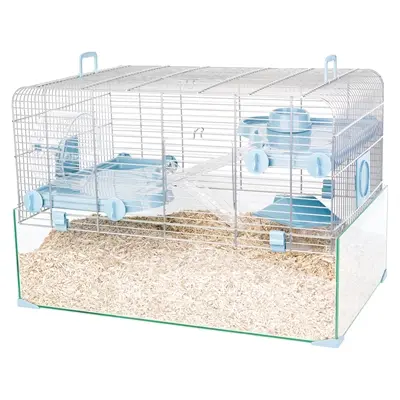 Zolux knaagdierkooi Panas blauw 59 x 40 x 39 cm – glazen onderkant
