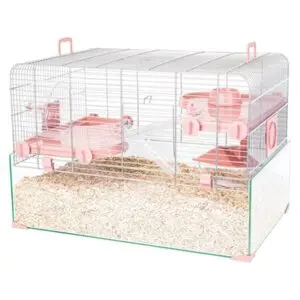 Zolux knaagdierkooi Panas roze 59 x 40 x 39 cm – glazen onderkant - Afbeelding 1
