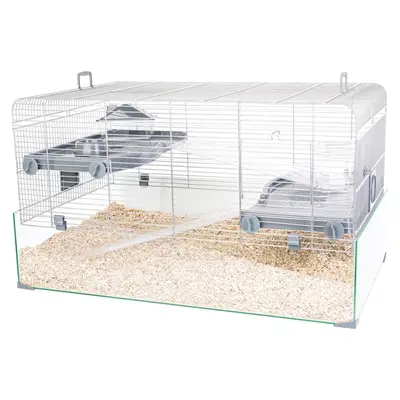 Zolux knaagdierkooi Panas grijs 79 x 48 x 45 cm – glazen onderkant