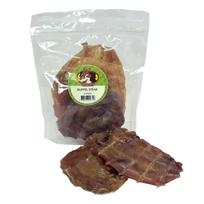 Petsnack buffel steak 3 stuks (ca. 100 g) – kauwsnack voor honden
