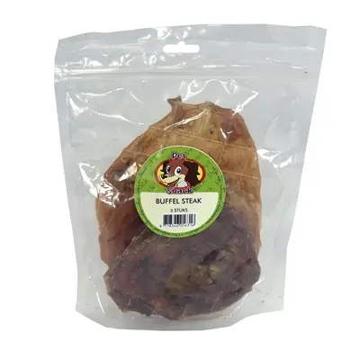 Petsnack buffel steak 3 stuks (ca. 100 g) – kauwsnack voor honden
