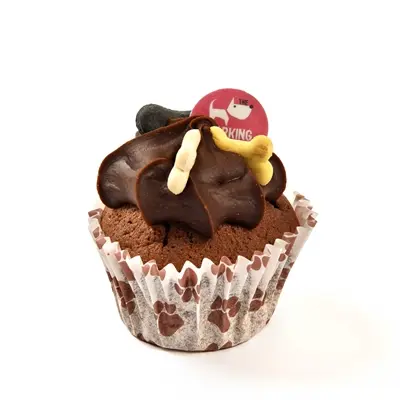 The Barking Bakery hondensnack Vanilla Woofin – cupcake met carobglazuur