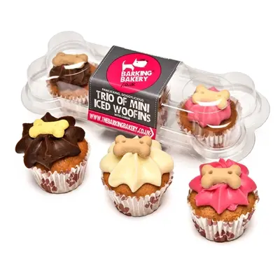 The Barking Bakery Mini Iced Woofins vanille en carob – trio hondencupcakes