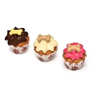 The Barking Bakery Mini Iced Woofins vanille en carob – trio hondencupcakes - Afbeelding 4