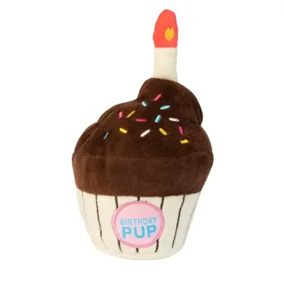 FuzzYard Birthday cupcake 20 cm – pluche hondenspeeltje met pieper