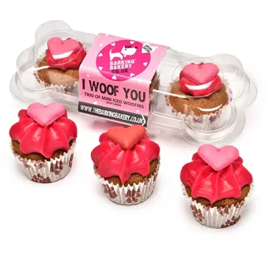 The Barking Bakery I Woof You Valentine Mini Iced Woofins – trio
