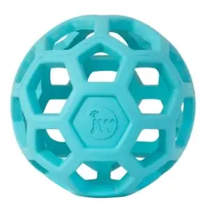 JW Hol-ee Roller Trend-ee hondenbal blauw 11,5 cm – puzzelbal van rubber - Afbeelding 1