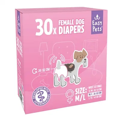 EasyPets hondenluiers voor teven M/L 30 stuks – ademend, absorberend