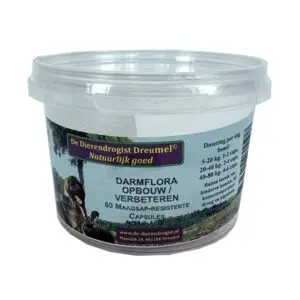Dierendrogist darmflora opbouw capsules 60 stuks – maagsapresistent - Afbeelding 1