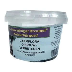 Dierendrogist darmflora opbouw capsules 150 stuks – maagsapresistent - Afbeelding 1