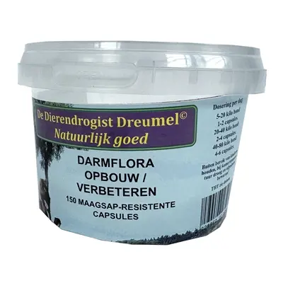 Dierendrogist darmflora opbouw capsules 150 stuks – maagsapresistent