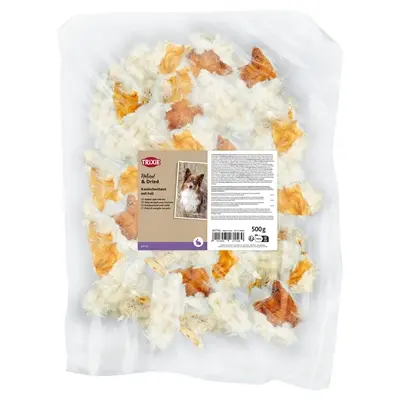Trixie konijnenhuid met vacht 500 g – gedroogde hondensnack