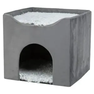 Trixie kattenhuis Harvey grijs-wit/zwart 38 x 38 x 38 cm – keerbaar kussen - Afbeelding 1
